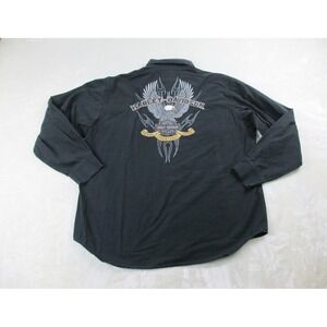 Harley Davidson Shirt Mens Extra Large Black Button Up Long Sleeve Motorcycle*